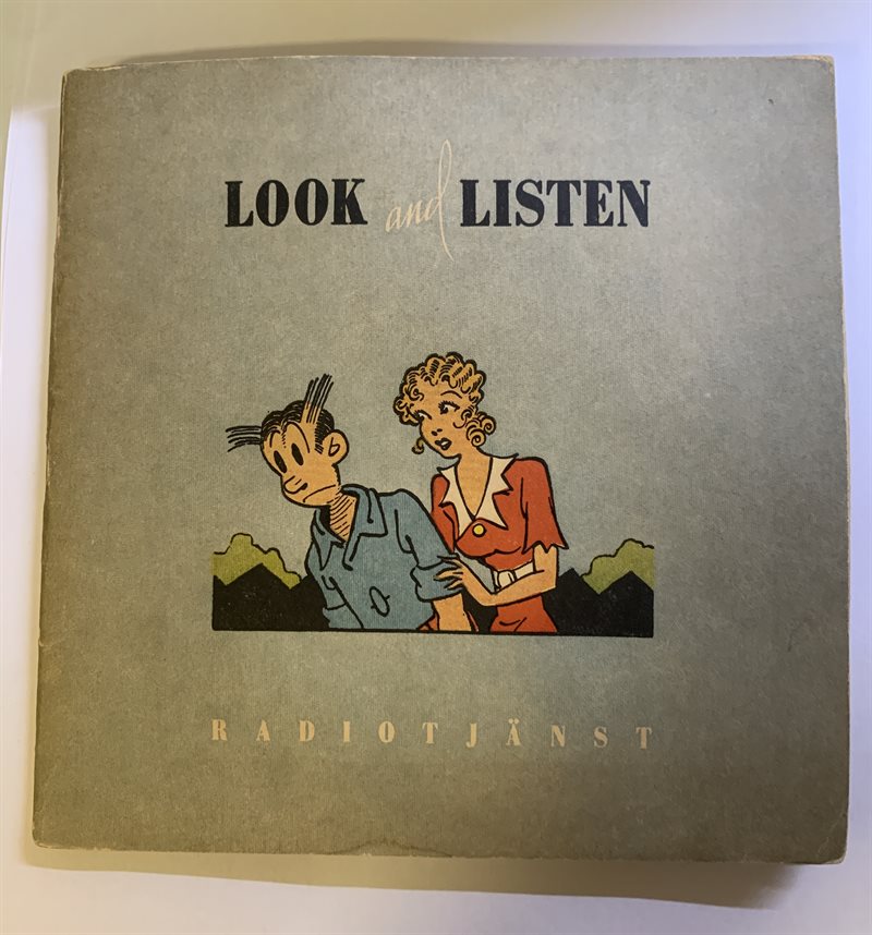 Broschyr Look and Listen från Radiotjänst, engelsk radiokurs våren 1949
